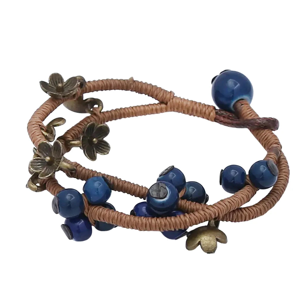PENDRA Ceramica Blue Pattern Handmade Ceramic Bracelet