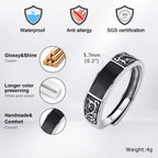 Mprainbow Punk Vintage Rings for Men, Retro Dragon Pattern Finger Band,Black Geometric Square Stone Signet Ring,Adjustable Ring