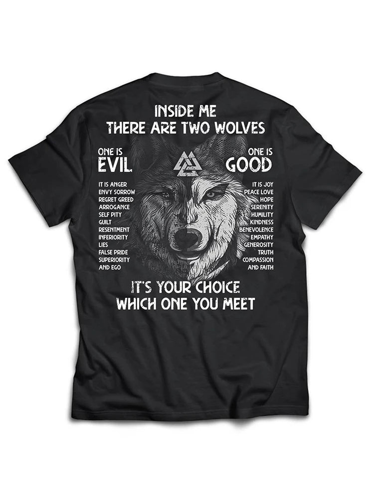 Summer Men's Street Fashion Short-sleeved Top Men's Viking Warrior T-Shirt Valhalla Nordic Norse Mythology Odin Thor T-shirt