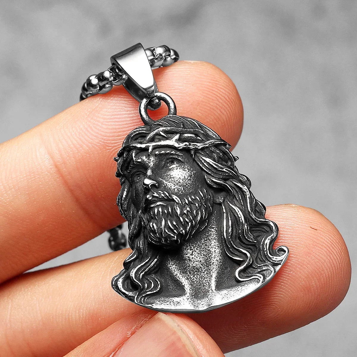 PENDRA Christian Jesus Avatar Steel Necklace