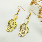 Music Note Treble Clef Earring Drops For Women Stainless Steel Gold Color Hollow Earrings Music Symbol Party Gift Jewelry E8598
