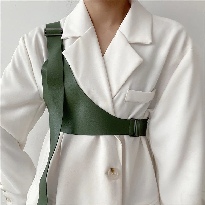 One-shoulder Strap Gothic Belt Female Hip-hop Punk European and American Decorative Fashion Desiner Dress Suit Coat Cool Girdle