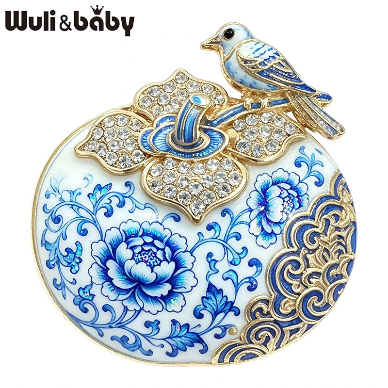PENDRA Persimora Bird and Persimmon Brooch