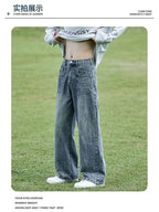 Retro Washed Cracked Jeans Men's Trendy Brand Ruffian Handsome High Street Pants Loose Straight Trousers Baggy Jeans for Man