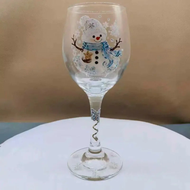 PENDRA Santa Christmas Pattern Clear Wine Goblet
