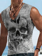 PENDRA Sleeveless Skull Print T-Shirt