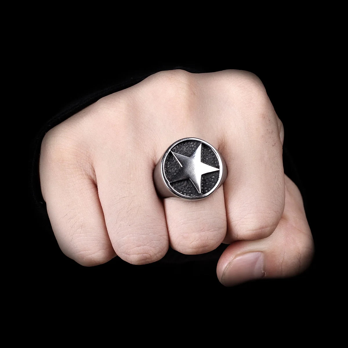 PENDRA Lucky Pentagon Stars Steel Ring