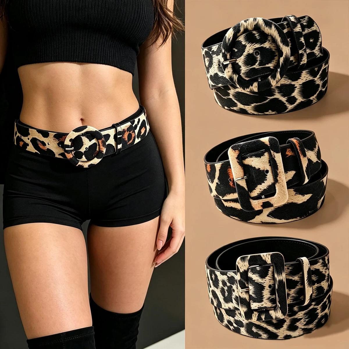 PENDRA Orlalia Leopard Print Western Boho Belt