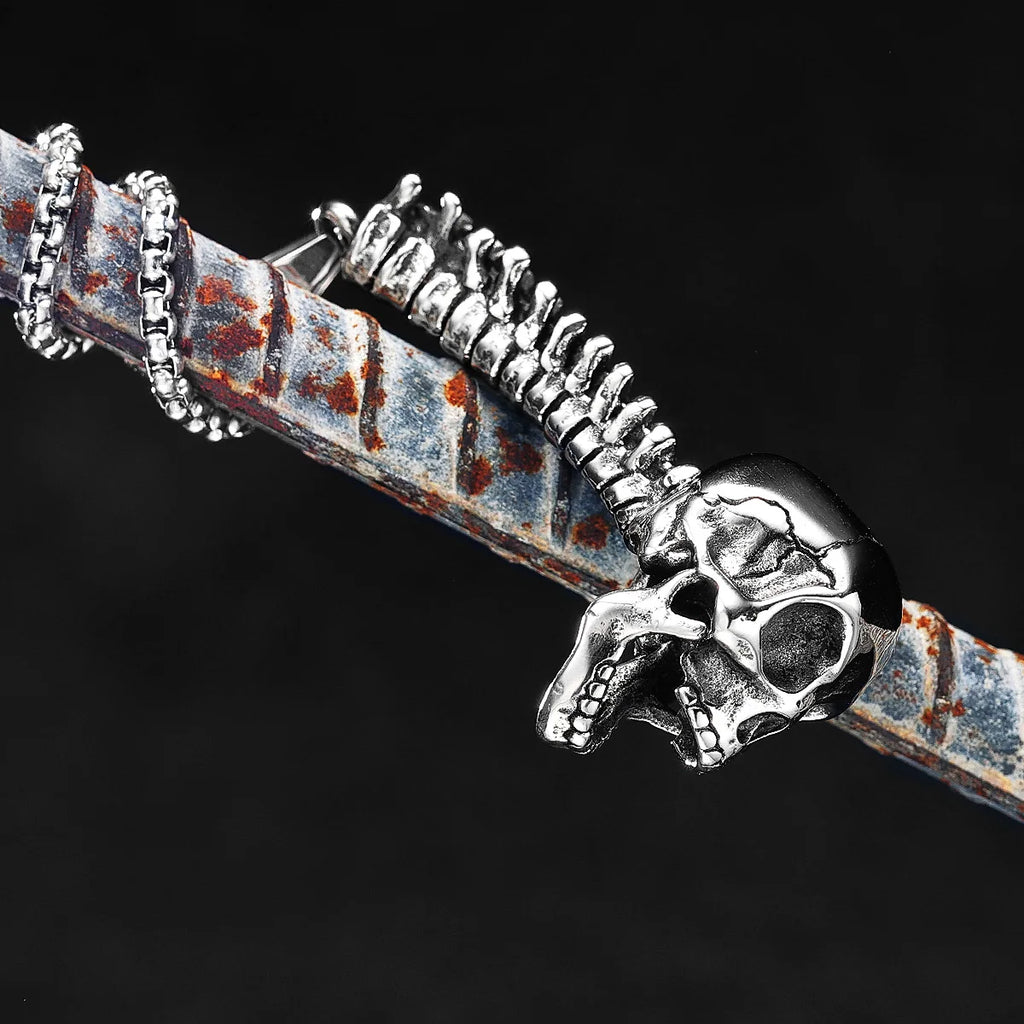 PENDRA Skull Spine Domineering Steel Necklace