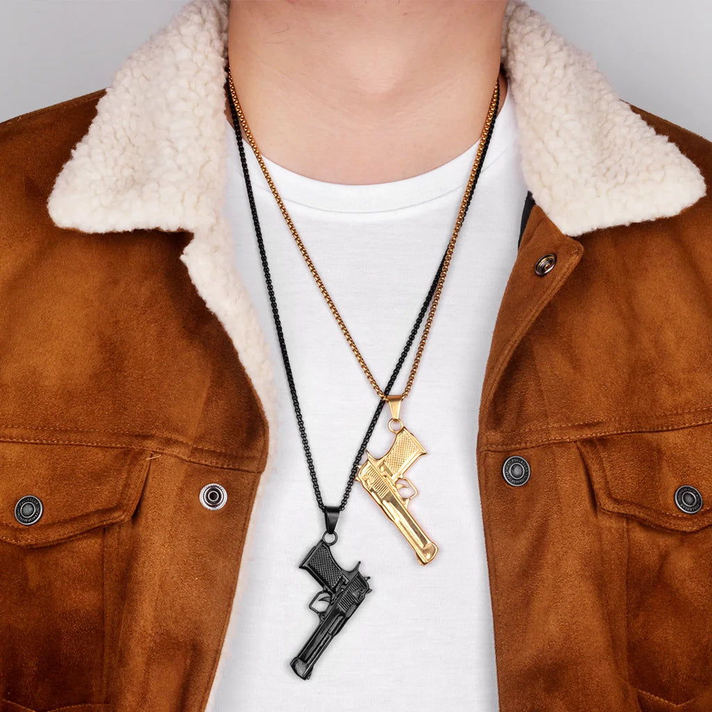 PENDRA Pistol Desert Eagle Steel Necklace