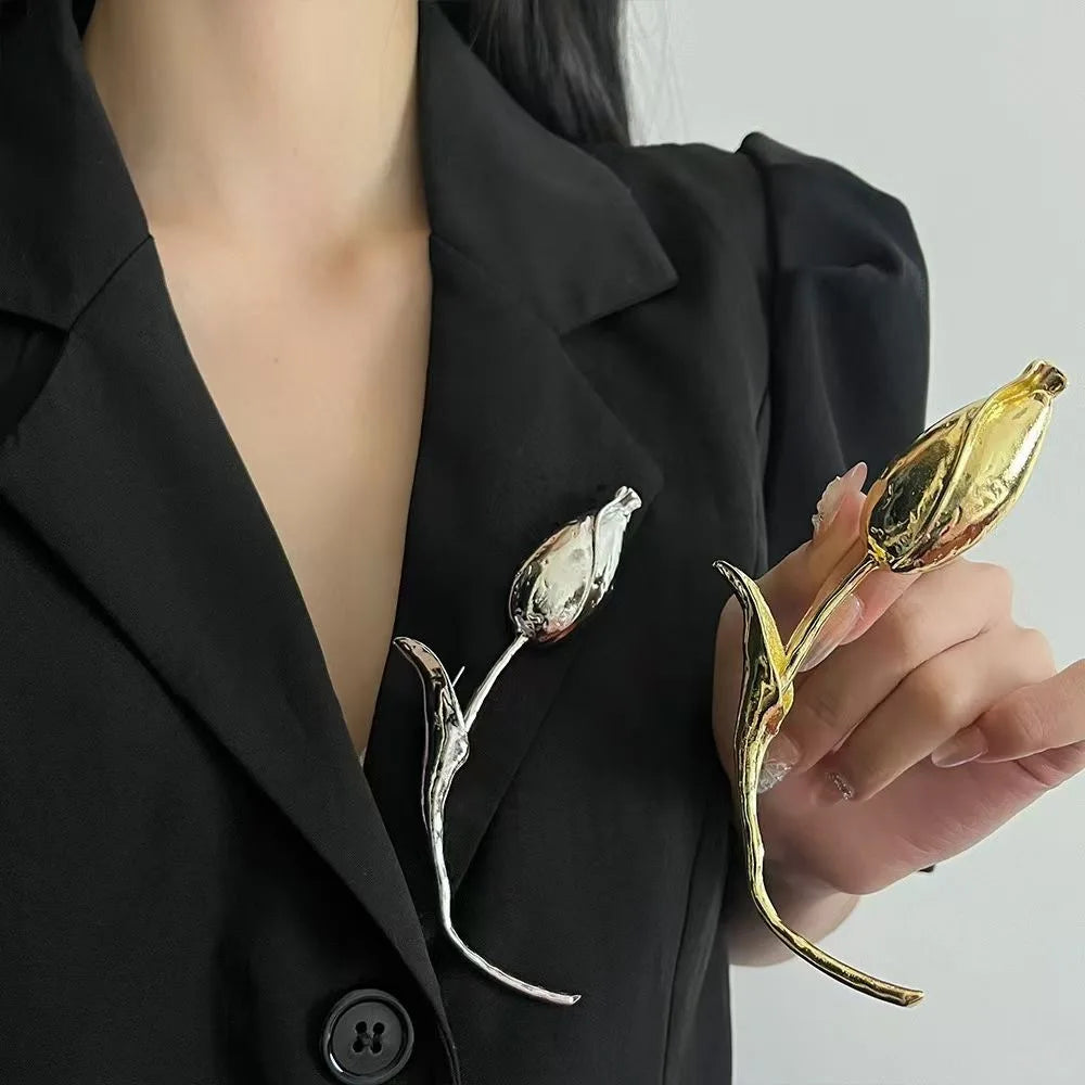 PENDRA Tulia 2-Color Oversized Tulip Flower Brooch