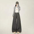 Lazy style floral print woolen suit pants women in winter new loose and versatile casual curved knife wide leg pants