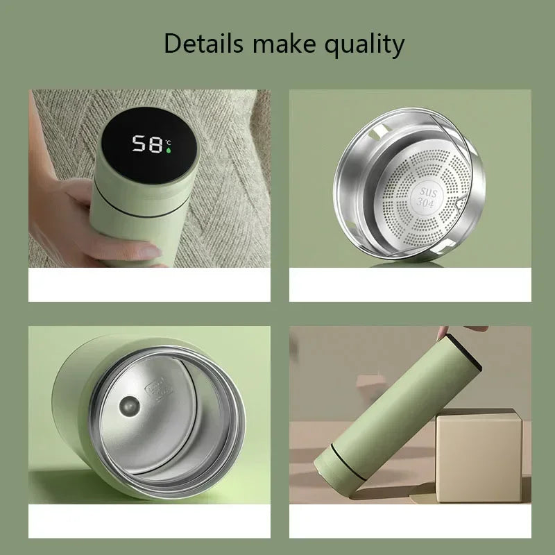 500ML High-Quality 304 Stainless Steel Smart Thermos Insulated Tea and Water Separation Cup for Men Women Best Christmas Gift