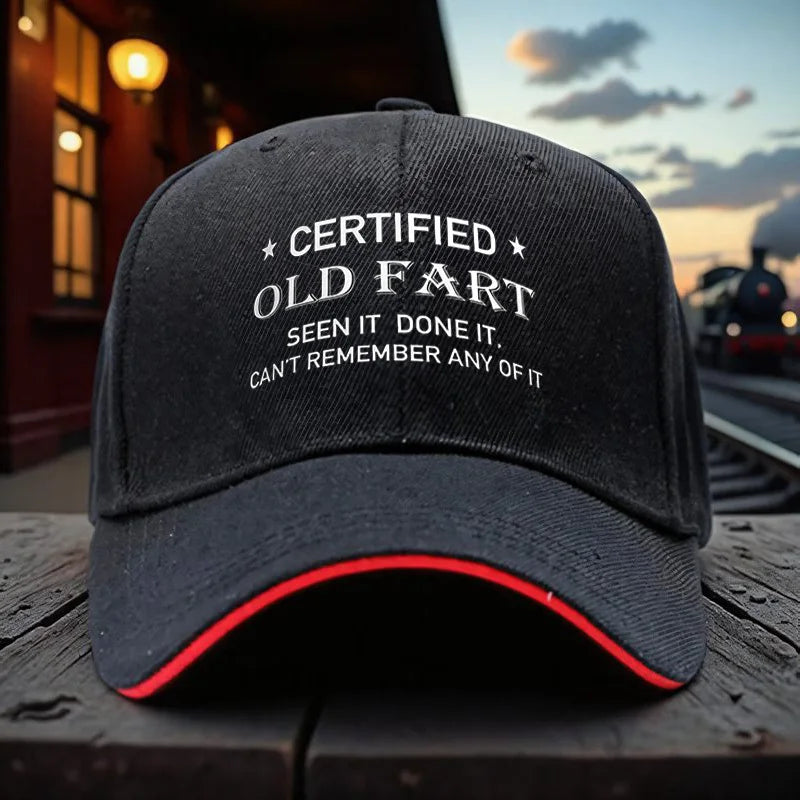 1pc Adjustable Baseball Cap Dad Hat with " Old Fart" Print - Lightweight, Comfortable Polyester cap for Men and Women, Perfect f