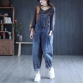 Minimalist jeans overalls women's spring new Korean version loose fit big pocket versatile trendy Harlan casual rompers