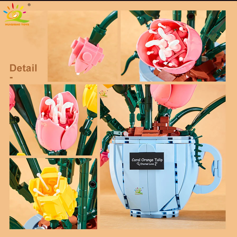PENDRA Orchid Rose Floral Building Set