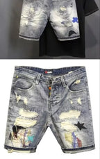 PENDRA Denim Embroidered Distressed Streets Pants