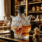 3D Skull Glass Whiskey Decanter Clear Bottle with Cork Stopper for Home Bar Halloween Party Collectible Ornament