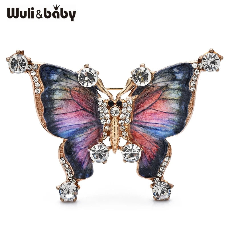 Wuli&baby Vintage Beautiful Butterfly Brooches 4-color Enamel Insects Brooch For Women's Clothes Backpack Pins Gifts