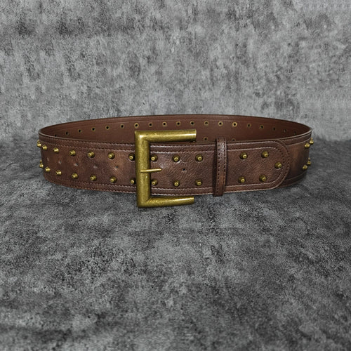 High-end Luxury Designer Western Cowgirl Vintage Rivet Belt For Women Jeans Dress Brown Wide Corset Belt For Winter Perfect Gift