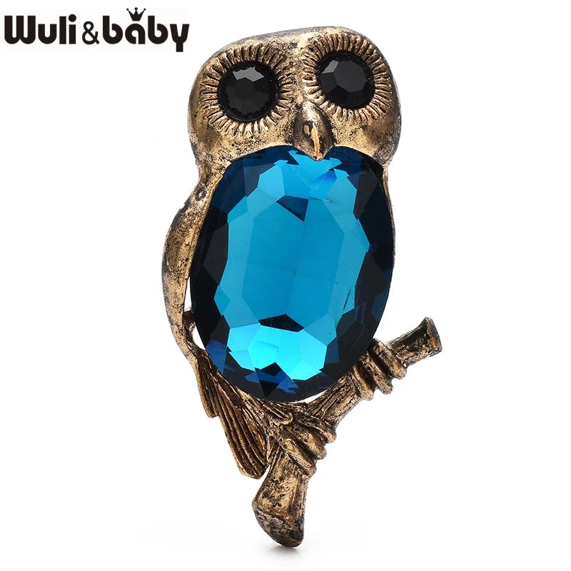 PENDRA Moonbranch Crystal Owl Brooch
