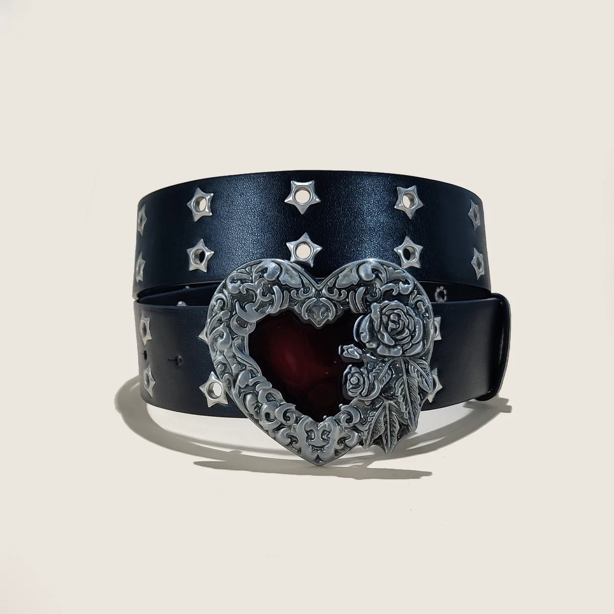 Women's Jeans Belt Punk Cool Adjustable Eyelet Leather Belt Fashion 3.8cm Wide Waistband for Men Hole Waist Gothic Accessories