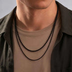 2pcs Men's Chain Necklace,Stainless Steel Black Gold Silver Color Twisted Rope Chain Collars,Trendy Punk Basic Chains Gift