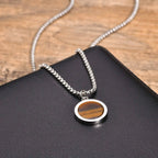 PENDRA Tiger Stone Round Pendant Necklace