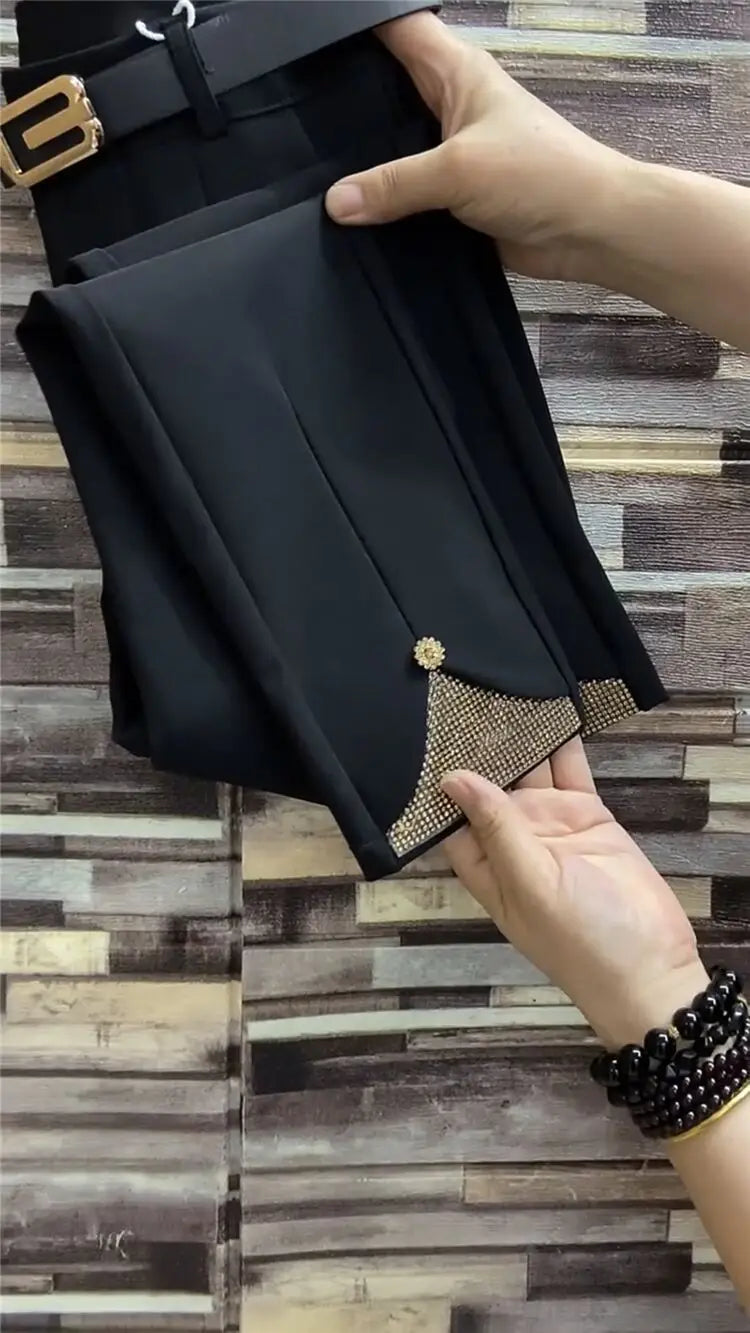 PENDRA Rhinestone Slim Waist Pants