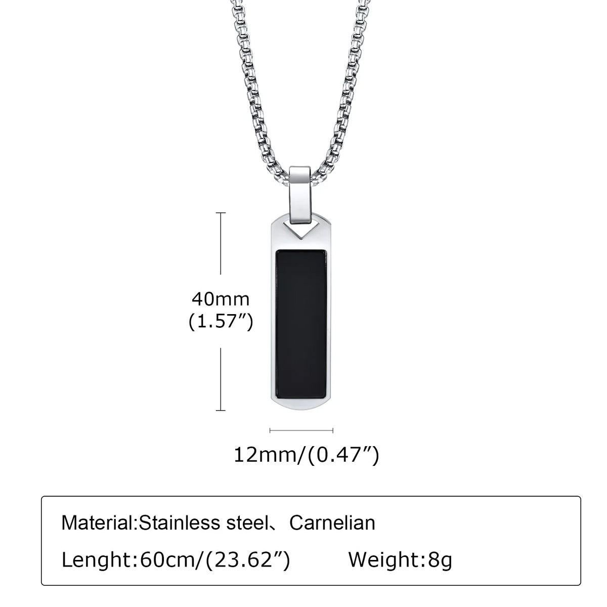 Natural Stone Healing Necklaces for Men,Stainless Steel Rectangular Pendant Necklace,Trendy Hip Hop Birthday Jewelry Gift