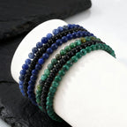 3pcs Green Natural Stone Beaded Bracelet for Men,5MM African Turquoise Stacked Elastic Bracelet,Trendy Male Jewelry Gift
