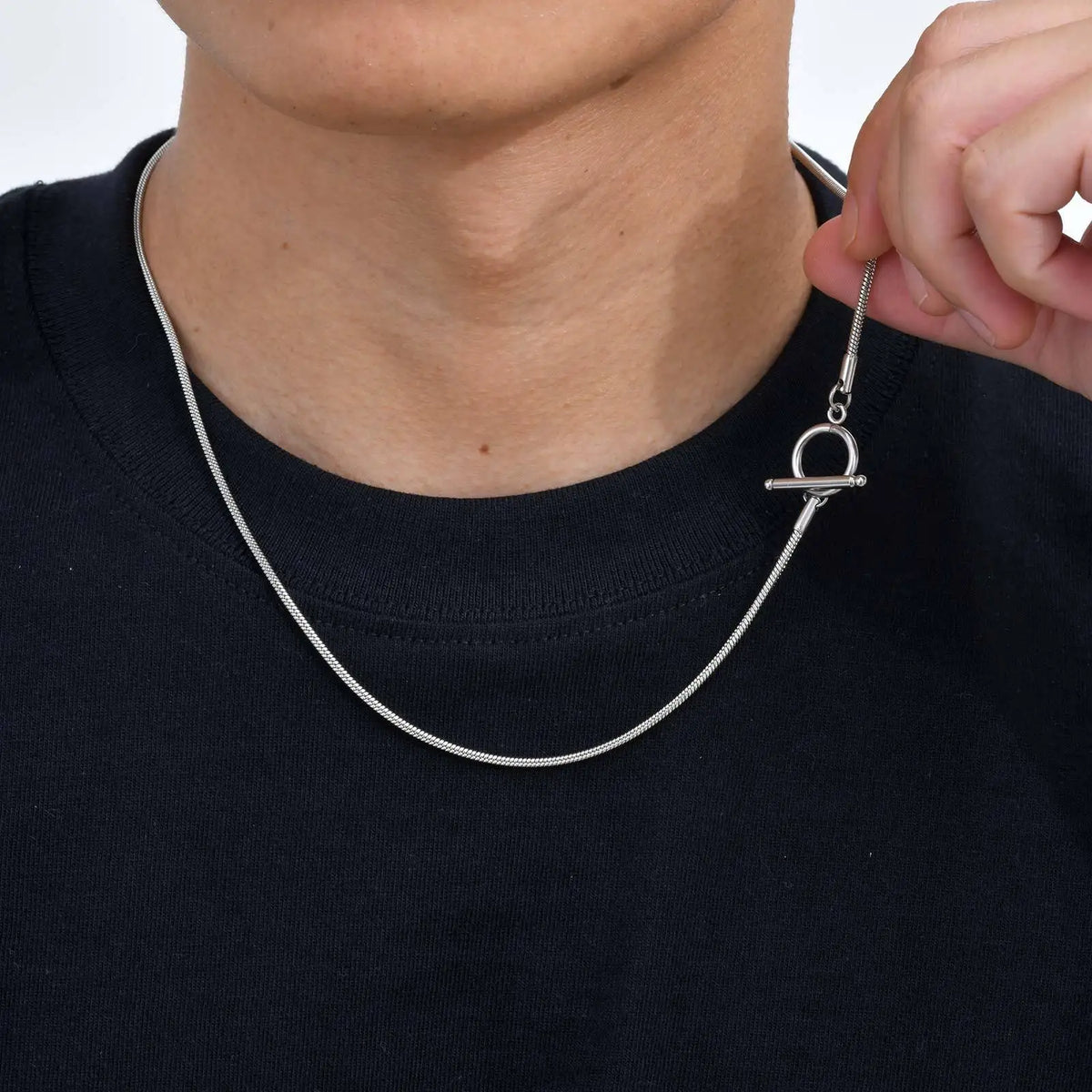 Men's Chain Necklace,Stainless Steel Cuban Chain Figaro Chain Collar,Classic Basic Gold Black Silver Color Chain