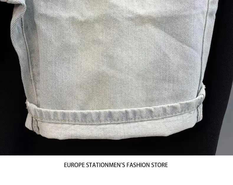 Light Blue Denim Shorts CowBoys Simple Solid Brand Summer New Slim-fit Non-elastic Washed Casual Half Pants Bermuda Shorts