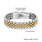 15MM Chunky Watch Band Bracelets for Men,19CM Magnetic Stainless Steel Links Wristband,Stylish Jewelry Gifts for Dad Husband Son