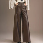 PENDRA Warm Drape Wide Leg PU Leather Pants