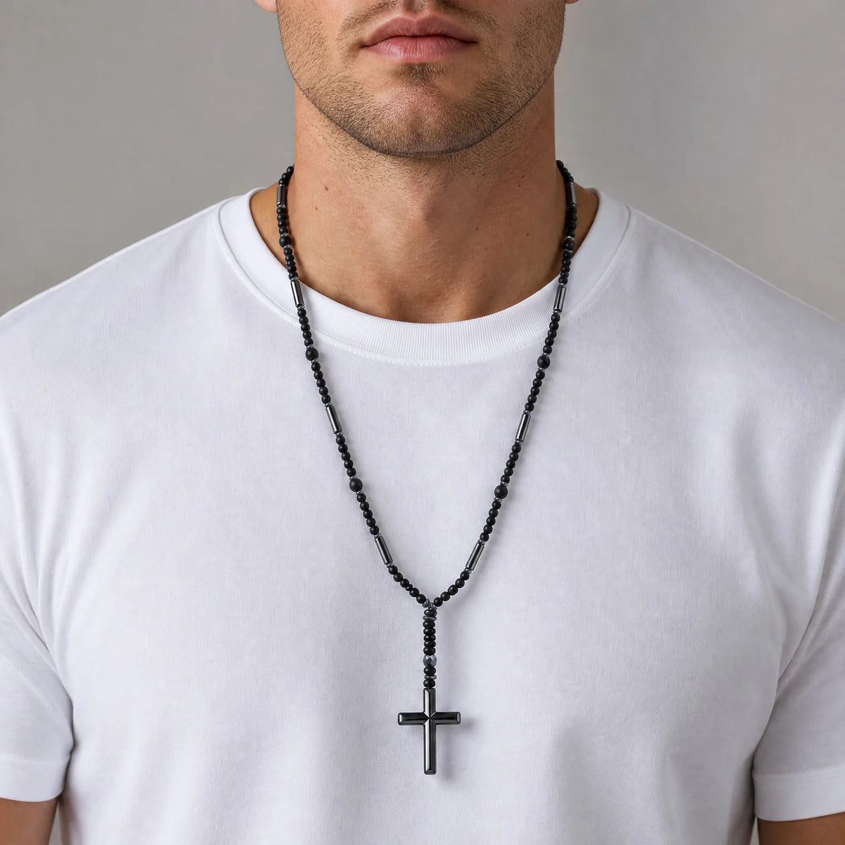 PENDRA Cross Beaded Rosary Rosary Necklace