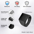 Square Signet Ring for Men Boys,Waterproof Stainless Steel Finger Band Ring,Gothic Punk Rock Jewelry Gifts