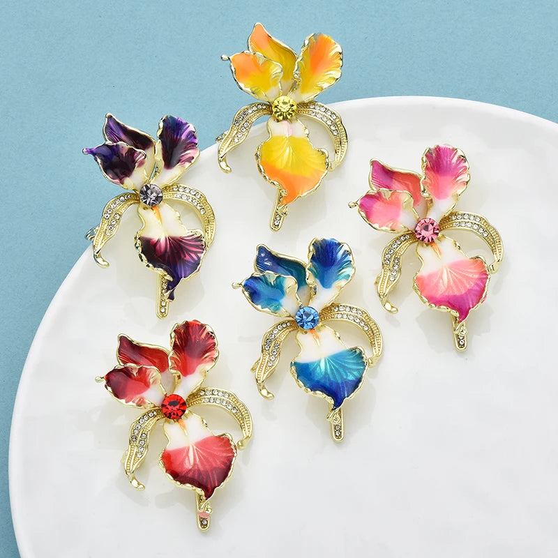 PENDRA Orchid Elegant Enamel Flower Brooch