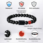 Men's Zodiac Bracelet,Red Agate Black Beaded Bracelets,Casual Birthday Gifts to BBF Son