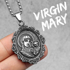 Virgin Mary Guadalupe Angel Cross Stainless Steel Men Necklaces Pendant Chain Amulet For Women Fashion Jewelry Gifts Wholesale