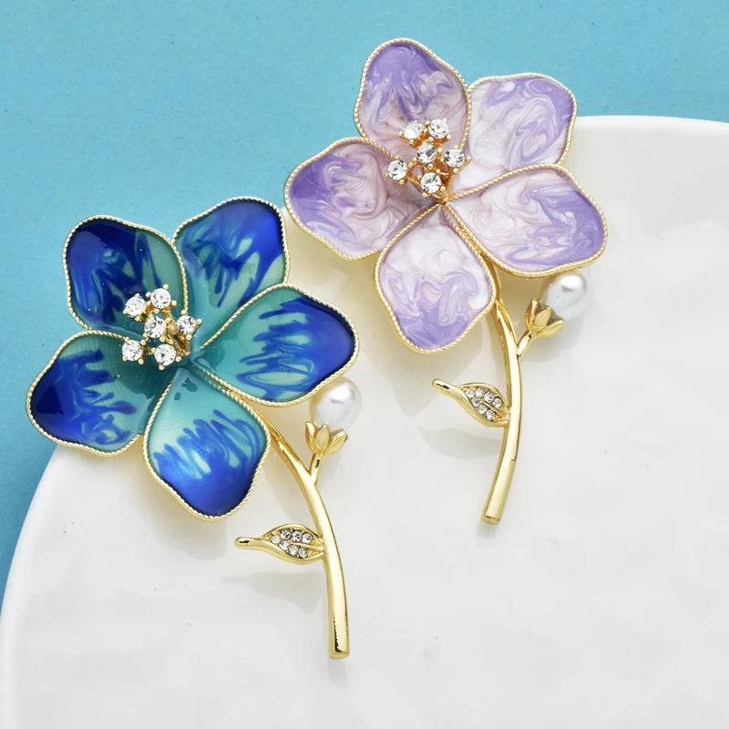 PENDRA Florabelle Pretty Enamel Flower Brooch