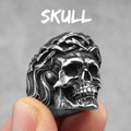 Religion Jesus Skull Stainless Steel Womens Mens Rings Punk Vintage Amulet for Boyfriend Biker Jewelry Creativity Gift Wholesale