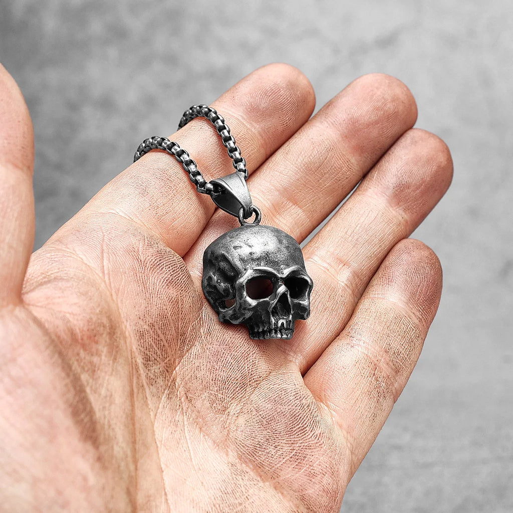 Vintage Black Skull Cranium Stainless Steel Men Women Necklaces Pendants Chain Punk Gothic Jewelry Creativity Gift Wholesale