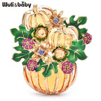PENDRA Pumpkinbouquet Enamel Pumpkin Flower Basket Brooch