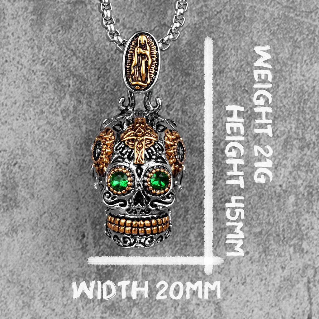 PENDRA Steampunk Skull Cross Steel Necklace