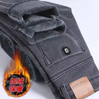 Denim Winter Velvet Thickened Slim-fitting Small Feet Elastic Casual Warm Men's Pants Cotton Trousers Jeans for Men Streetwear