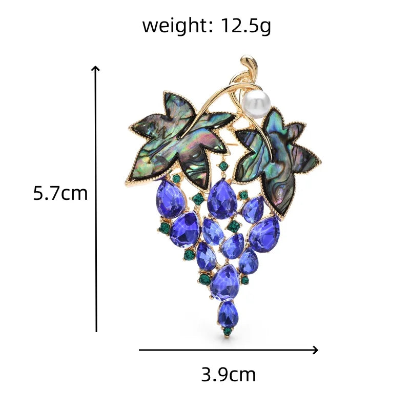 PENDRA Violetta Purple Rhinestone Grape Brooch