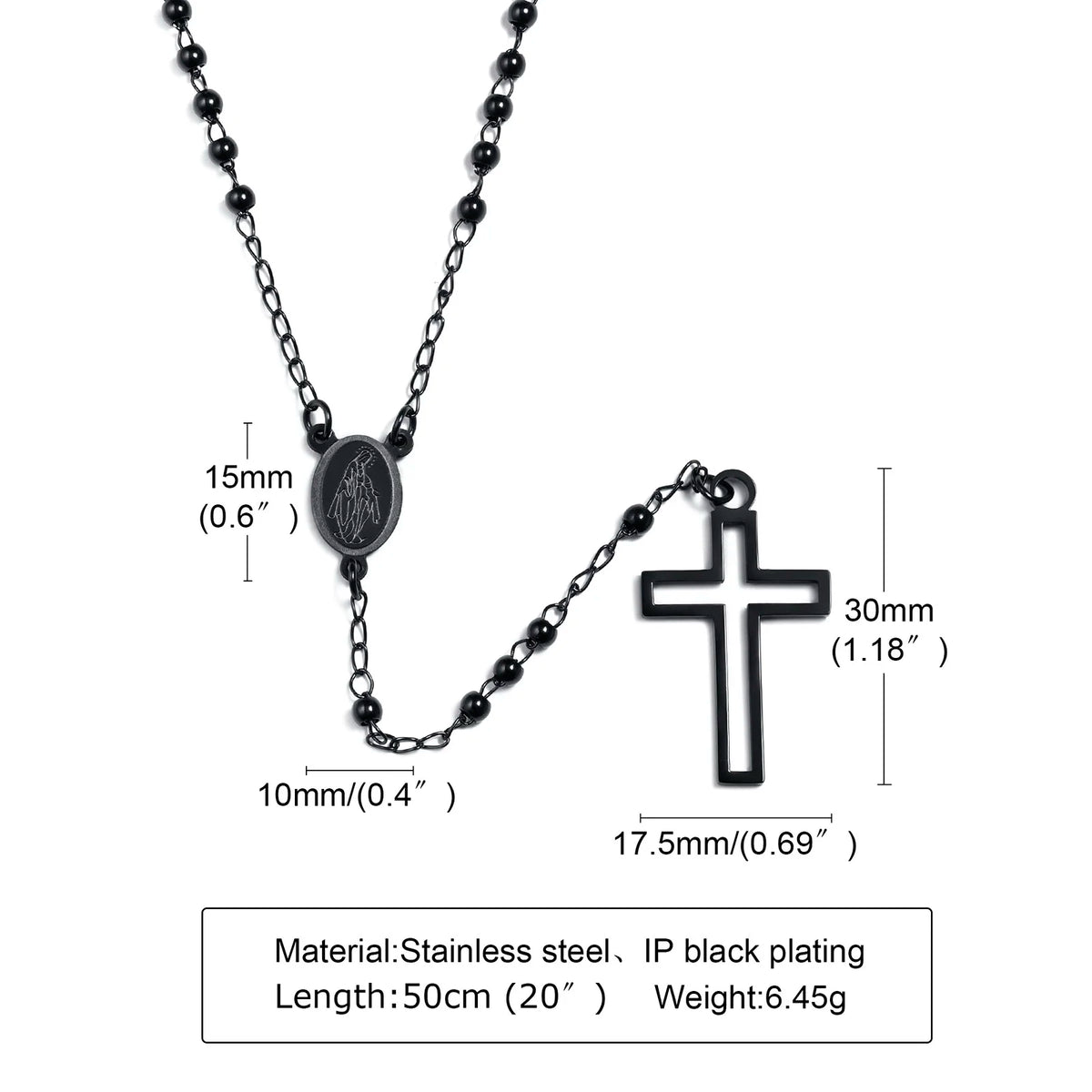 PENDRA Cross Mary Rosary Necklace