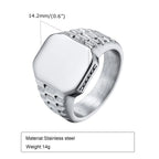 Mprainbow Mens Poker Spade Ace Rings Lucky Gift Jewelry, Waterproof Stainless Steel Simple Square Shaped Signet Statement Ring