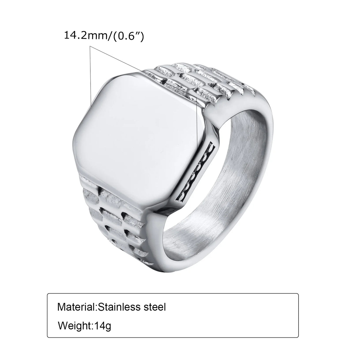 Mprainbow Mens Poker Spade Ace Rings Lucky Gift Jewelry, Waterproof Stainless Steel Simple Square Shaped Signet Statement Ring
